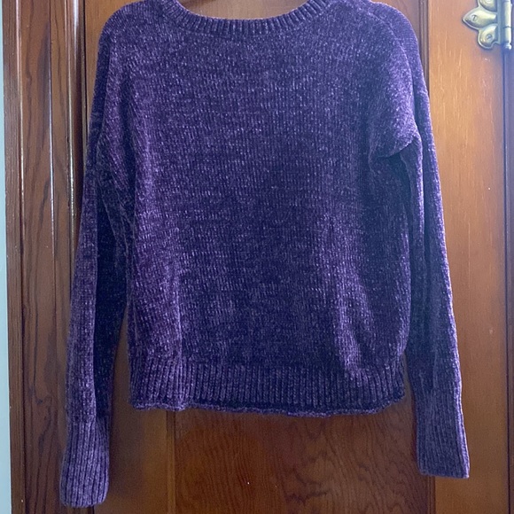 Dark Purple Fuzzy Knit Sweater - Picture 2 of 5